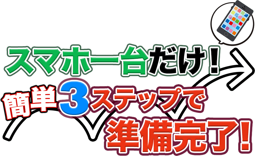 スマホ一台だけ！簡単３ステップで準備完了！